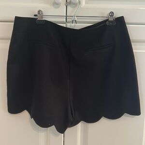 Black Scalloped Hem Shorts